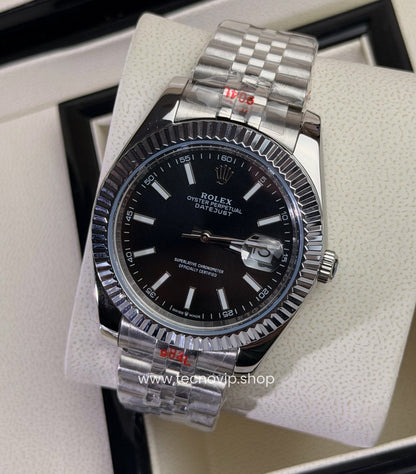 ROLEX DATEJUST SILVER AND BLACK AAA+ (OPCIÓN A FULL SET)
