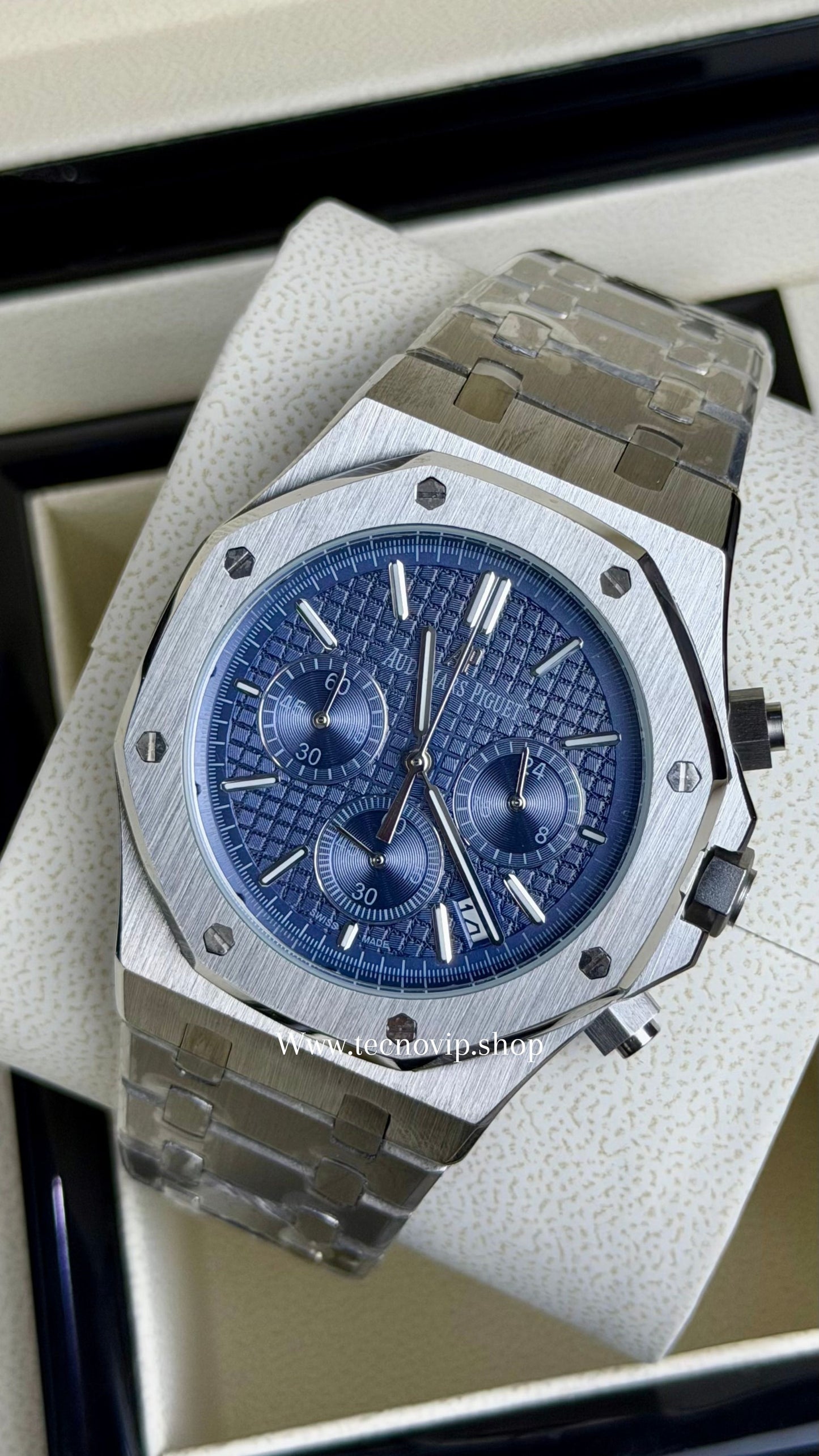AUDHERMARS PIGUET CRONOGRAF SILVER AND BLUE AAA+ (OPCIÓN A FULL SET)
