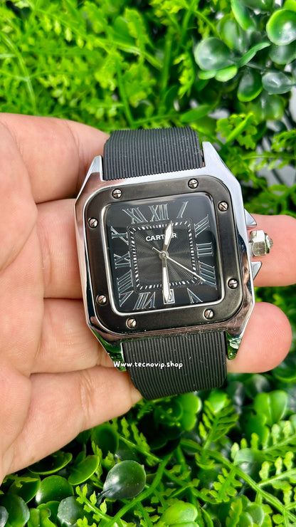 CARTIER SANTOS SILVER BLACK BLACK