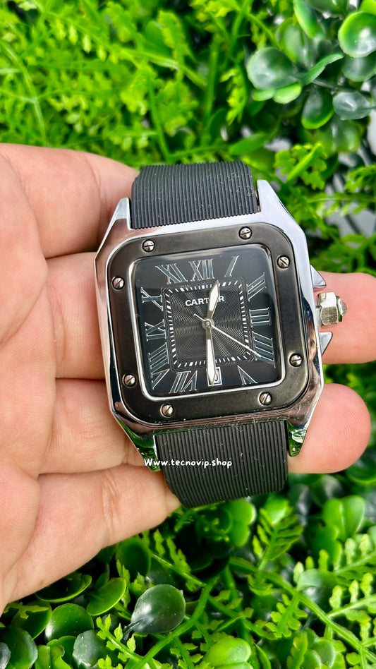 CARTIER SANTOS SILVER BLACK BLACK
