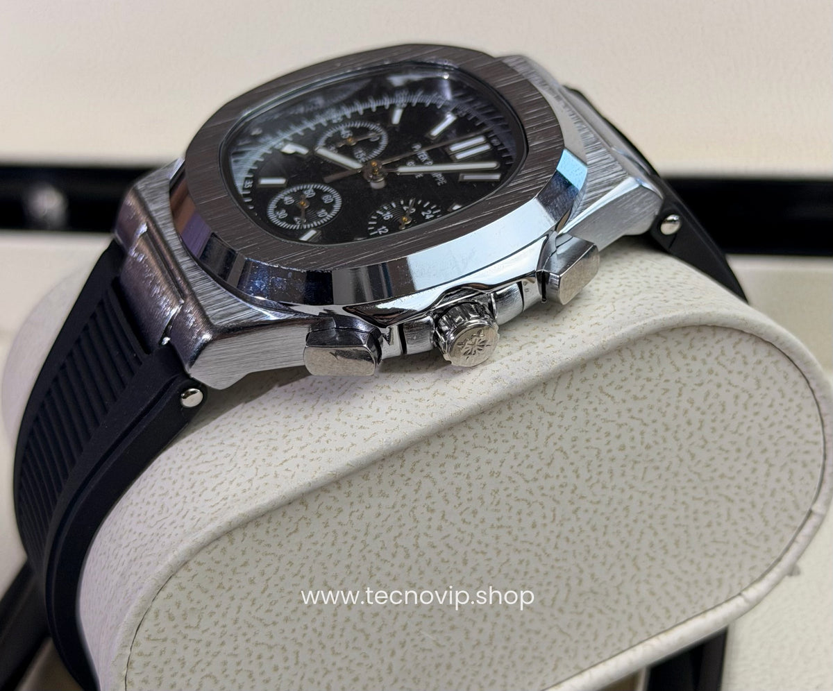 PATEK PHILLIPI CRONOGRAF BLACK SILVER  FLEX