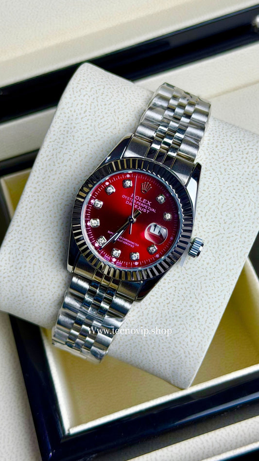 ROLEX PRESIDENCIAL SILVER AND RED   (MUJER)