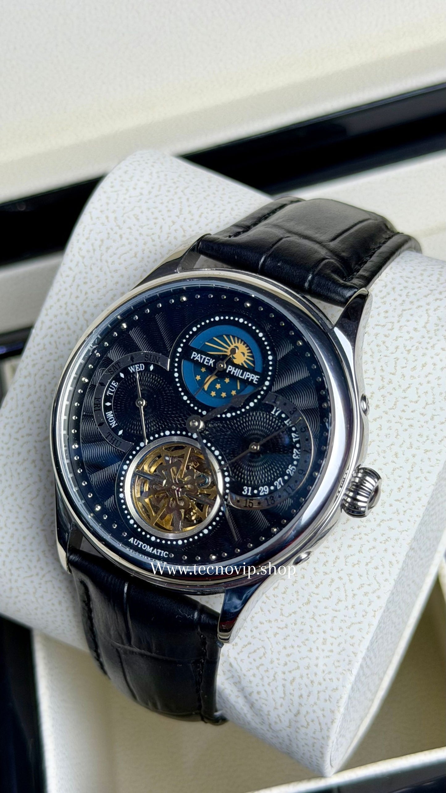 PATEK PHILLIPE TURBILLION MOONDAY BLACK AND SILVER AAA+ (OPCIÓN A FULL SET)