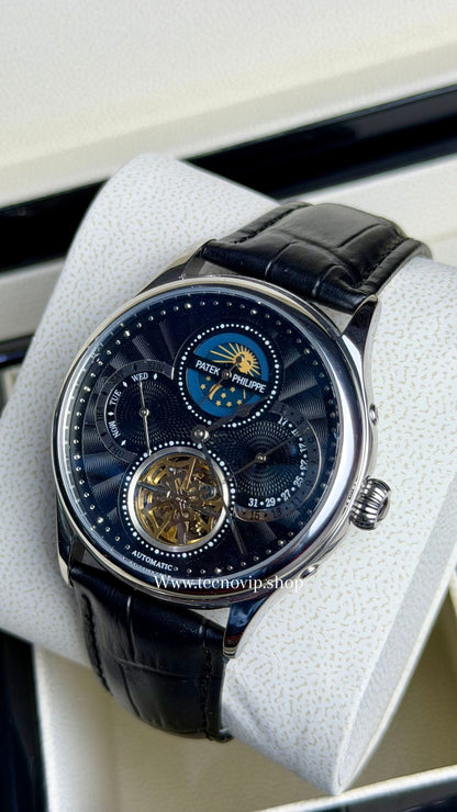 PATEK PHILLIPE TURBILLION MOONDAY BLACK AND SILVER AAA+ (OPCIÓN A FULL SET)
