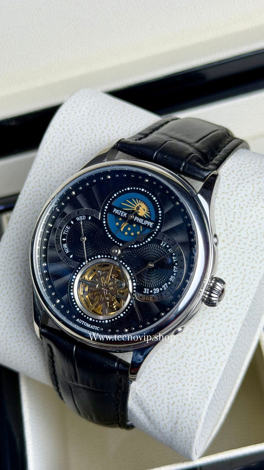 PATEK PHILLIPE TURBILLION MOONDAY BLACK AND SILVER AAA+ (OPCIÓN A FULL SET)