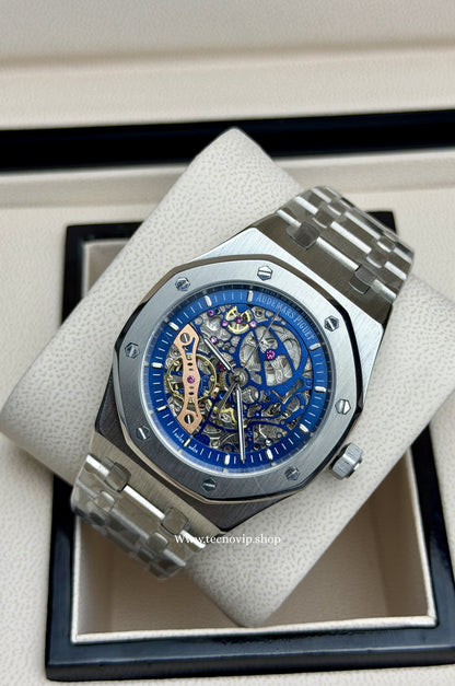 AUDHERMARS PIGUET SKELETON SILVER AND BLUE AAA+ (OPCIÓN A FULL SET)