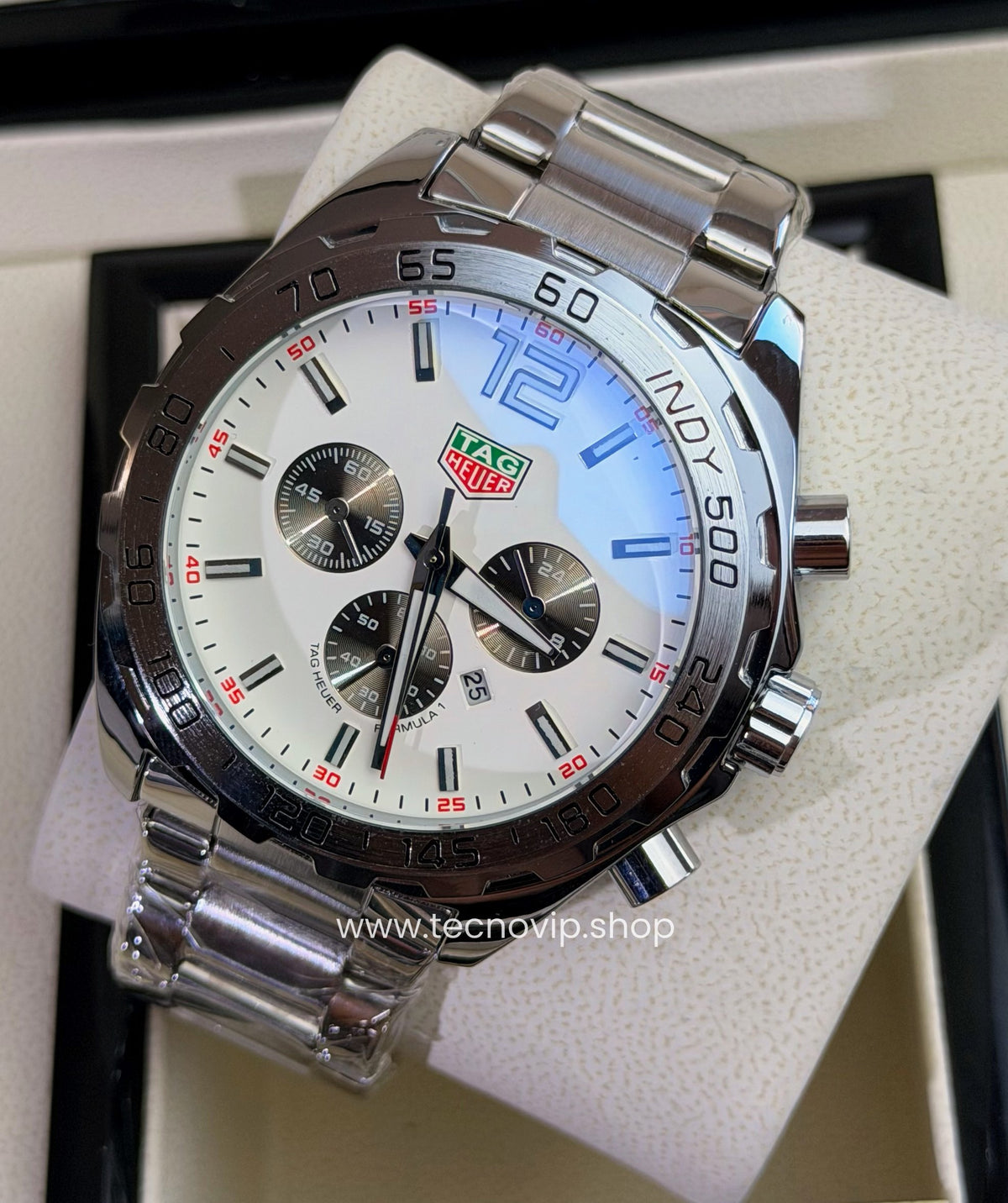 TAG Heuer Formula 1 Chronograph Indy 500 Silver and White