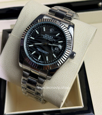 ROLEX DATEJUST SILVER AND BLACK PALMERA SEMIAUTOMÁTICO