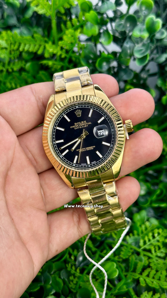 ROLEX DATEJUST GOLD AND BLACK