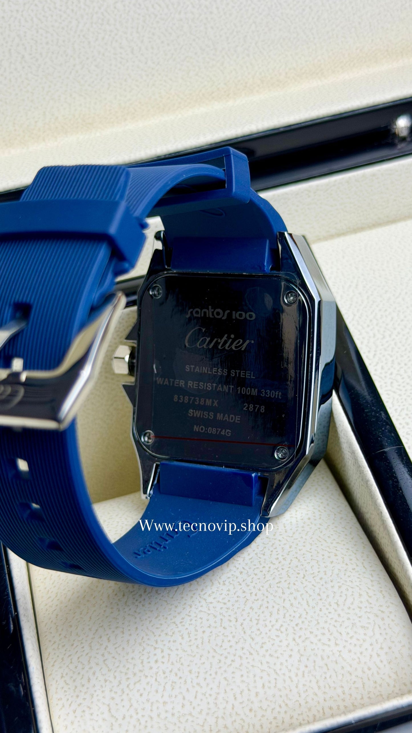 CARTIER SANTOS 100 WHITE BLUE