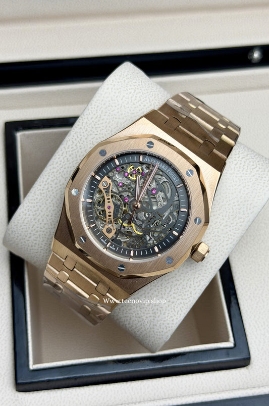 AUDHERMARS PIGUET SKELETON GOLD ROSE BLACK AAA+ (OPCIÓN A FULL SET)