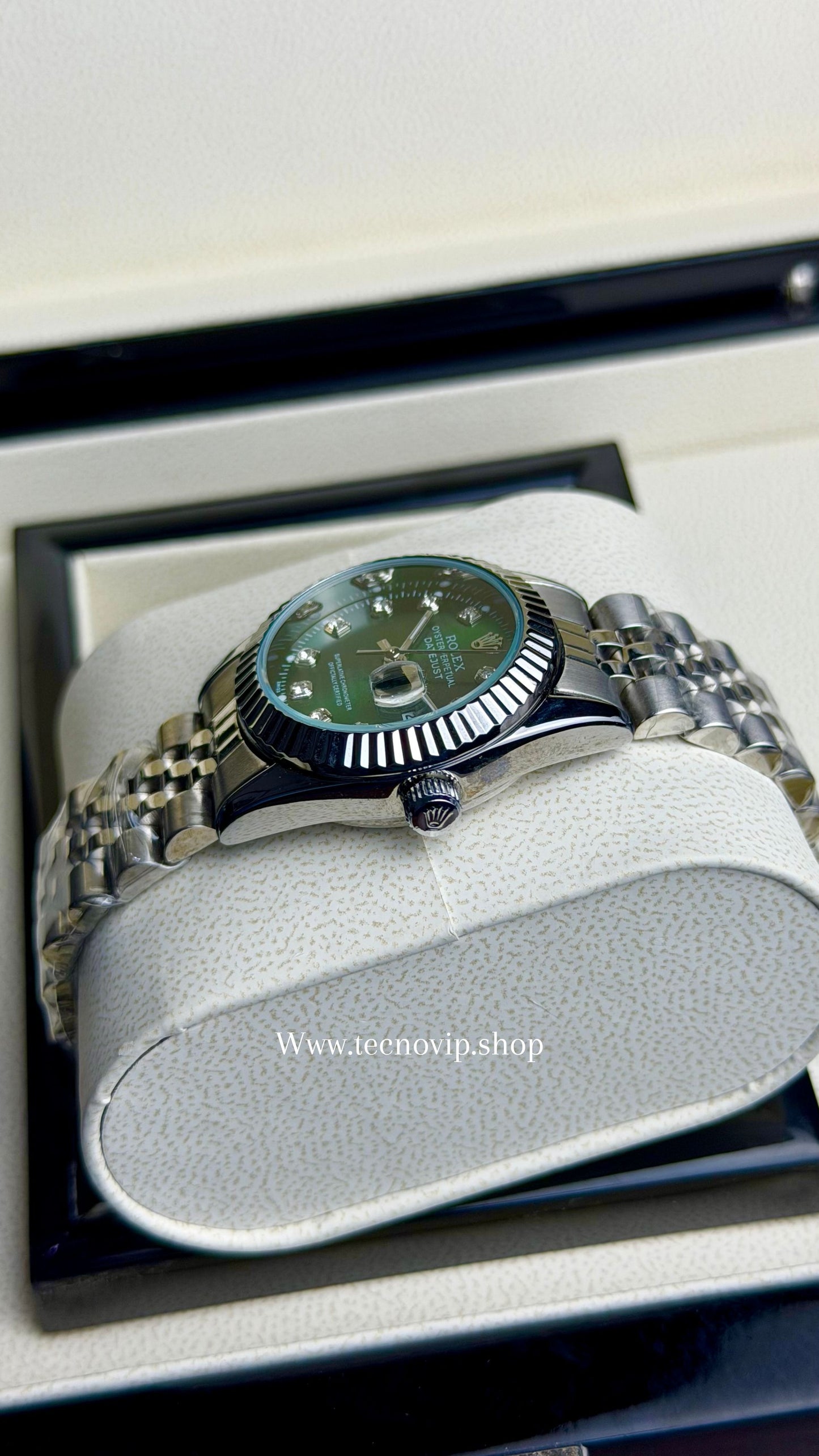 ROLEX PRESIDENCIAL  SILVER AND GREEN  (MUJER)