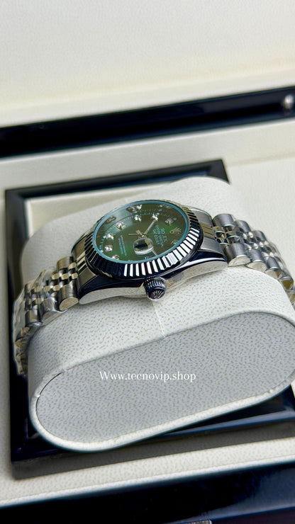 ROLEX PRESIDENCIAL  SILVER AND GREEN  (MUJER)