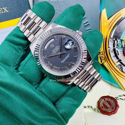 ROLEX DAYDATE SILVER AND BLACK FULL SET AAA+