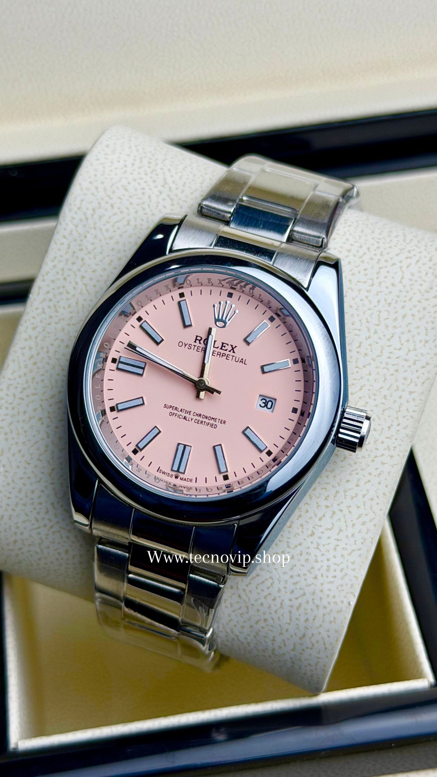ROLEX OYTERPERPETUAL SILVER AND PINK SEMIAUTOMÁTICO