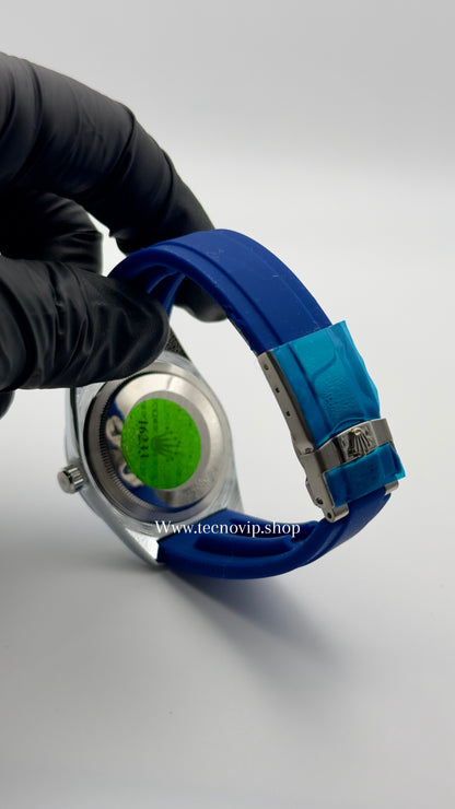 ROLEX SKYDWELLER OYSTERFLEX BLUE SILVER