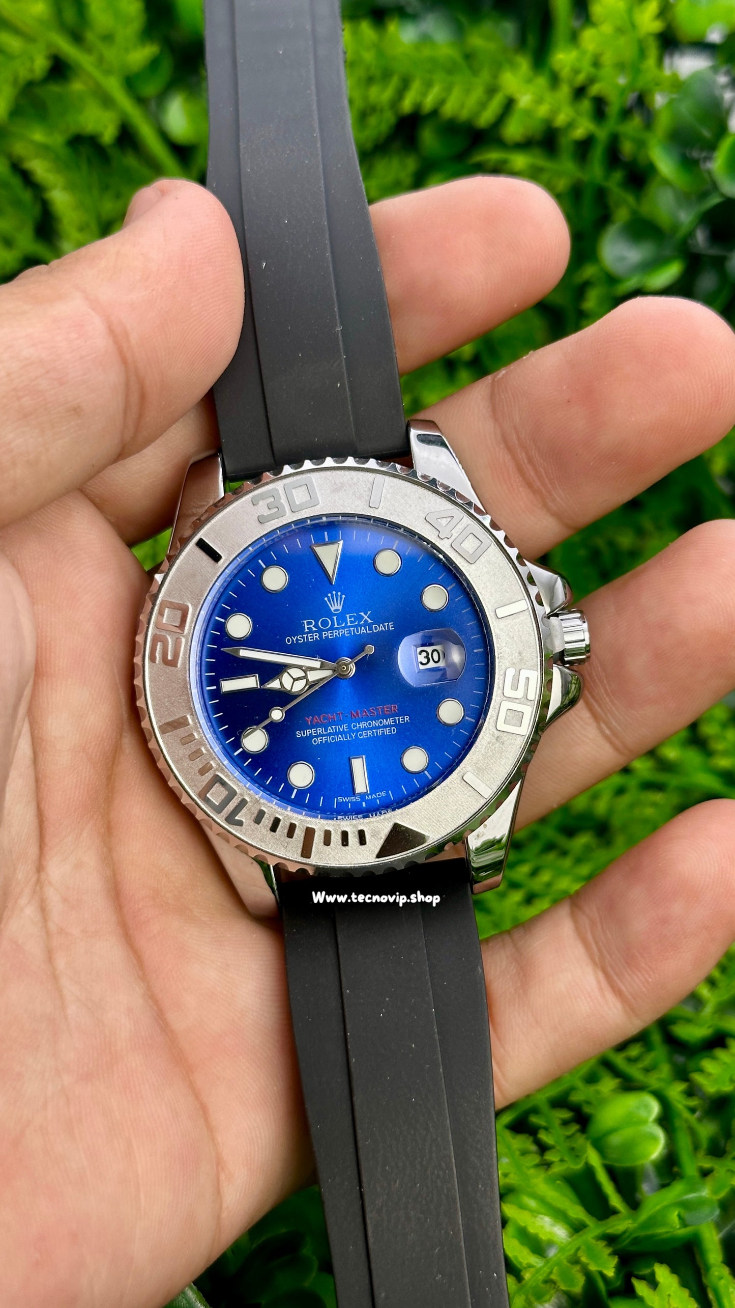 ROLEX YACHT-MASTER OYSTERFLEX SILVER AND BLUE SEMIAUTOMÁTICO