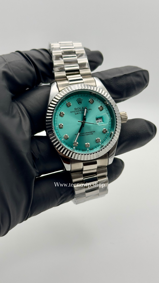 ROLEX DATEJUST SILVER AND TIFFANY