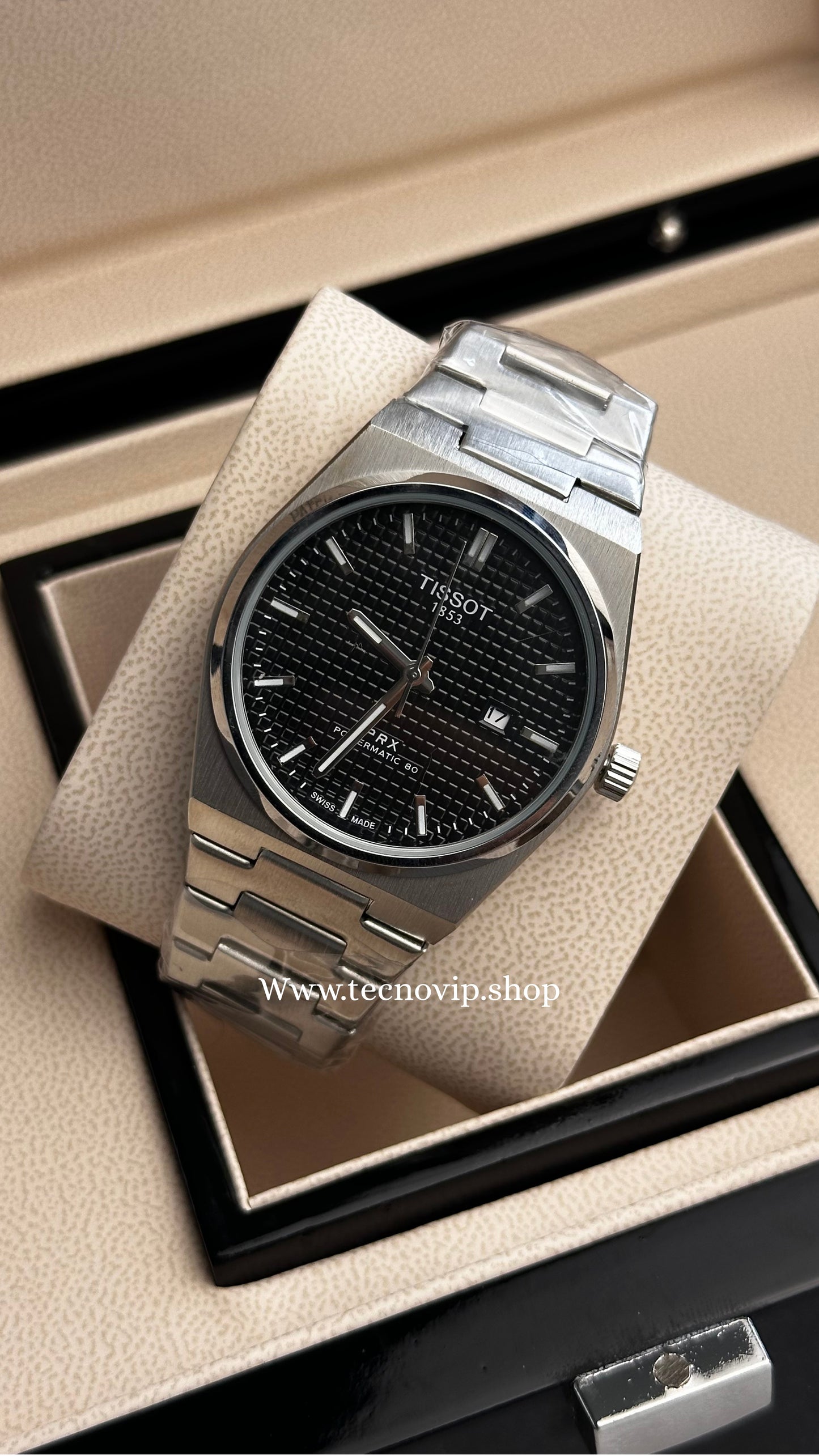 TISSOT PRX SILVER AND BLACK SEMIAUTOMÁTICO