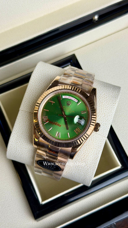 ROLEX DAYDATE GOLD ROSE AND GREEN OLIVO  AAA+ (OPCIÓN A FULL SET)