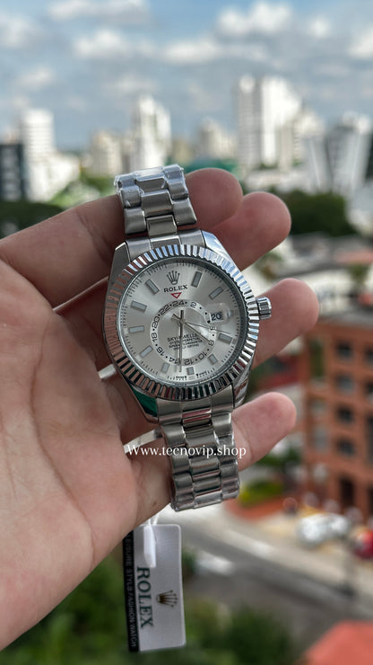 ROLEX SKY DWELLER SILVER AND WHITE SEMIAUTOMÁTICO