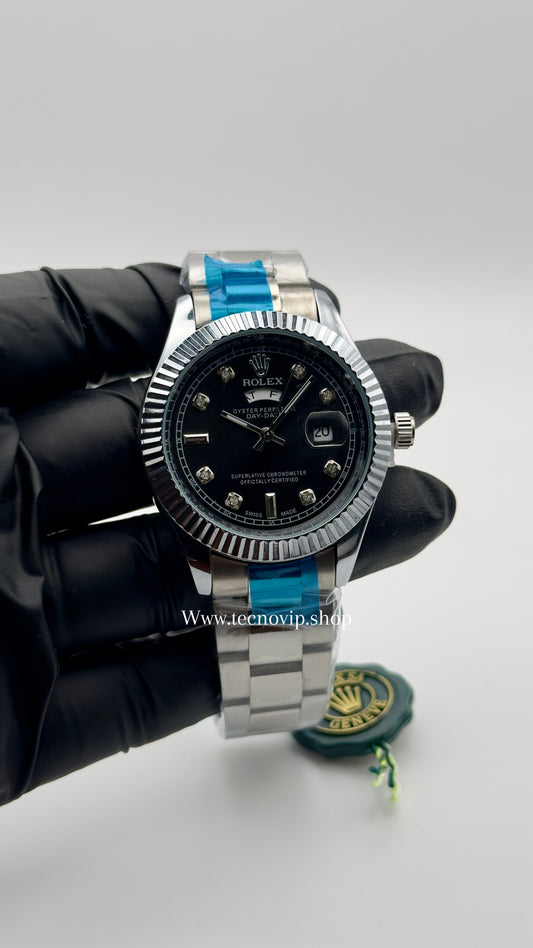 ROLEX DAYDATE SILVER AND BLACK