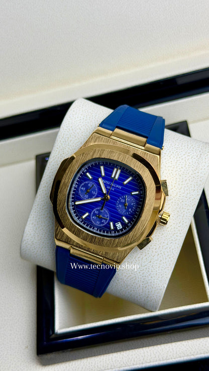 PATEK PHILLIPI CRONOGRAF GOLD BLUE FLEX