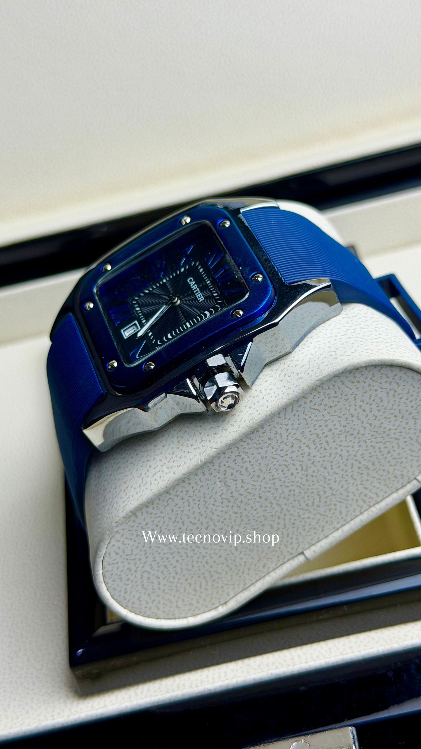 CARTIER SANTOS 100 BLUE SILVER BLUE