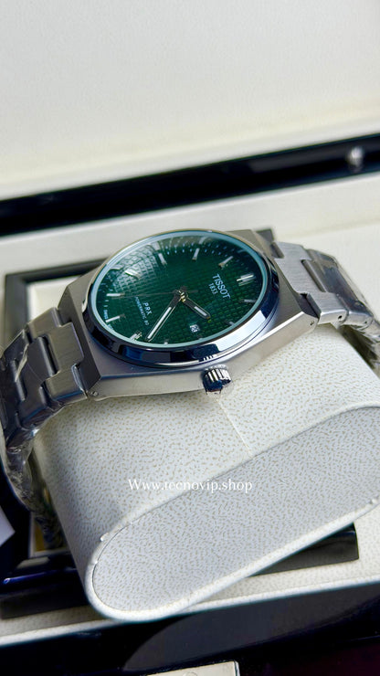 TISSOT PRX SILVER AND GREEN OPENBACK SEMIAUTOMÁTICO