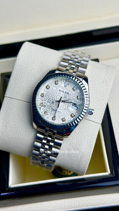 ROLEX PRESIDENCIAL SILVER AND WHITE ESTRIADO (MUJER)