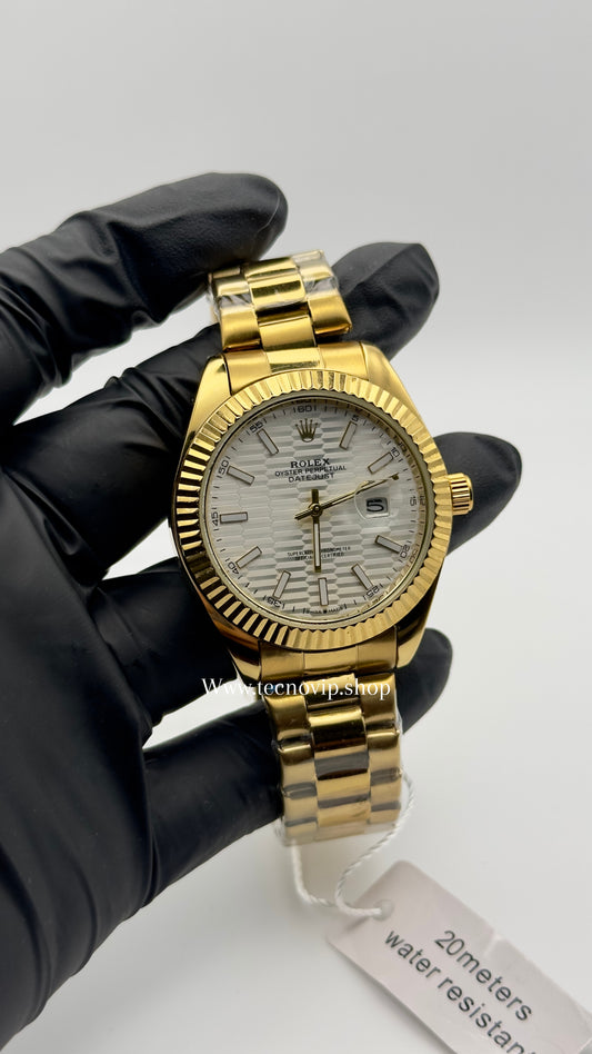 ROLEX DATEJUST GOLD AND WHITE