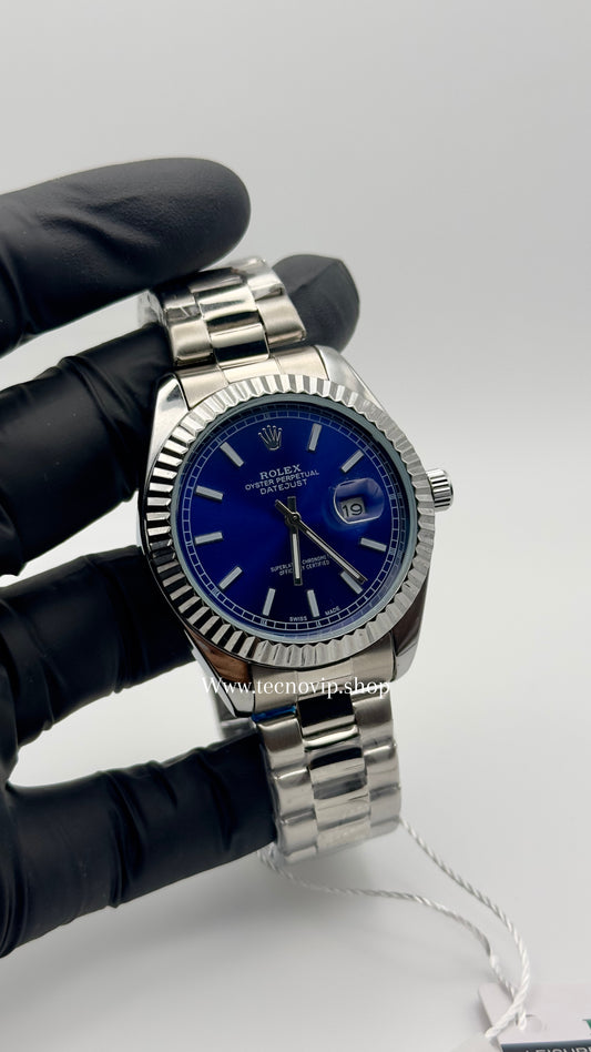ROLEX DATEJUST SILVER AND BLUE