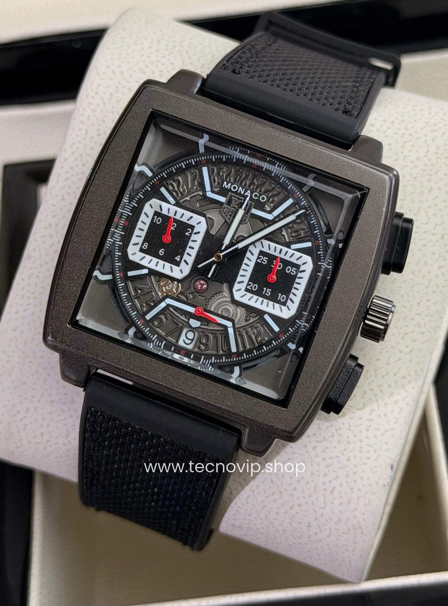TAG Heuer Monaco Cronógrafo Esqueleto Black Black