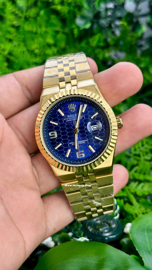 ROLEX LAND DWELLER GOLD AND BLUE SEMIAUTOMÁTICO