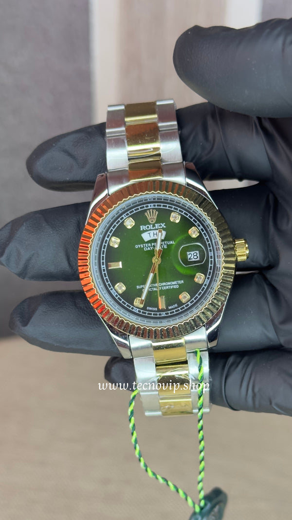 ROLEX DATE DAY GREEN COMBINADO