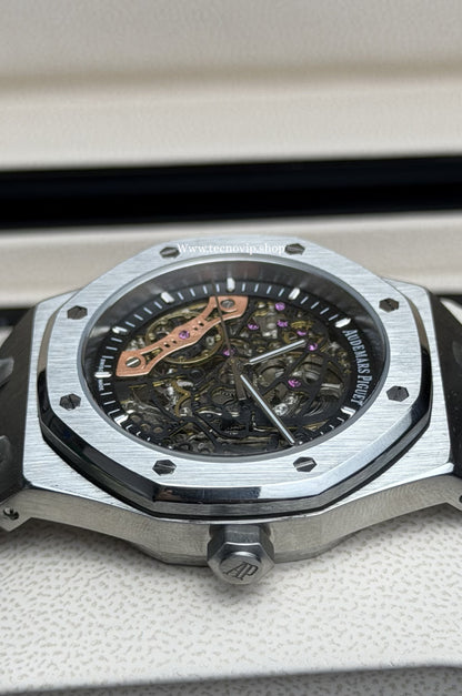 AUDHERMARS PIGUET SKELETON SILVER AND BLACK AAA+ (OPCIÓN A FULL SET)