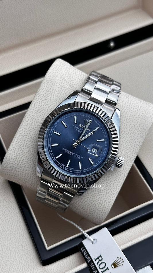 ROLEX DATEJUST SILVER AND BLUE