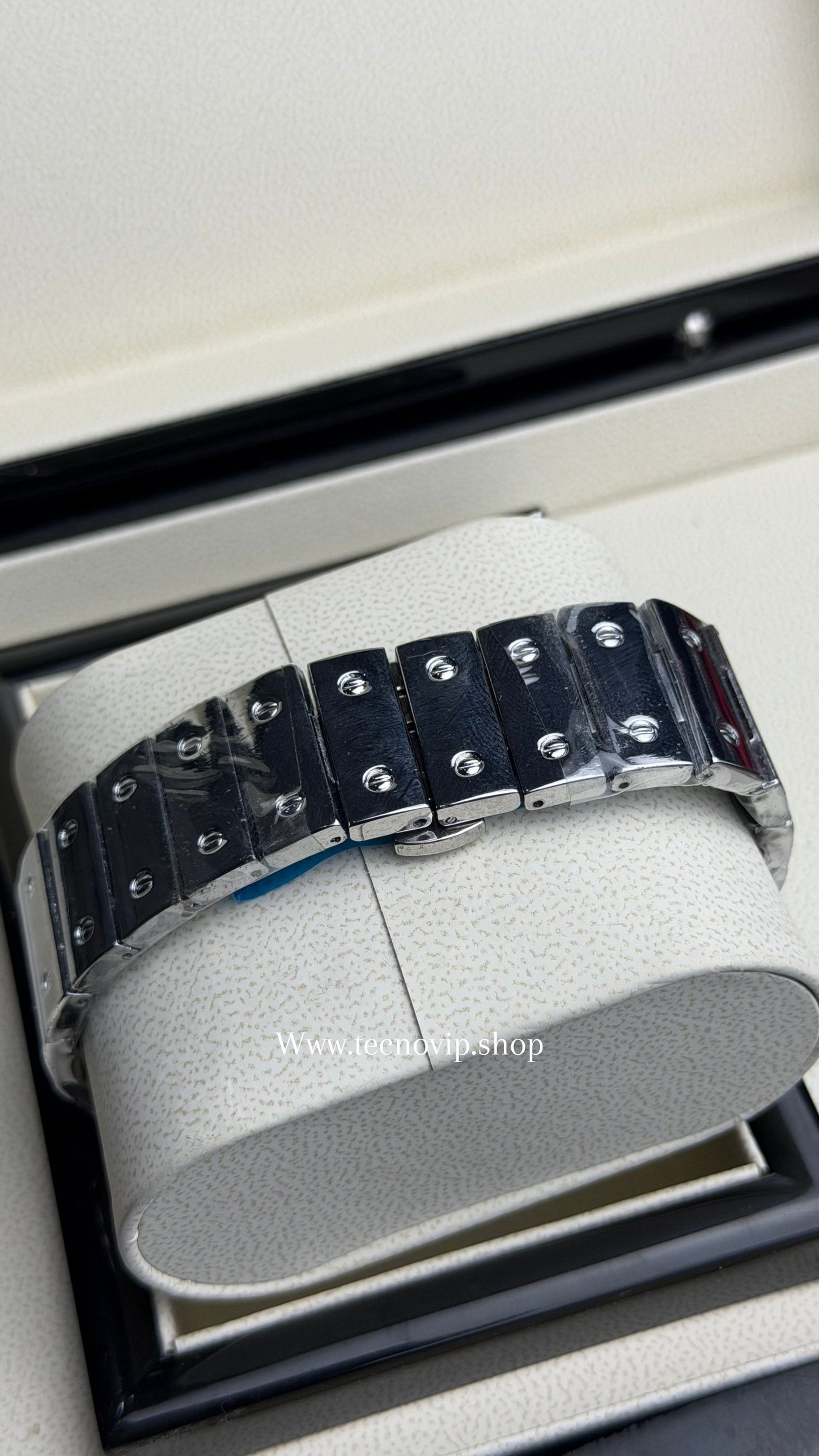 CARTIER SANTOS SILVER AND BLACK