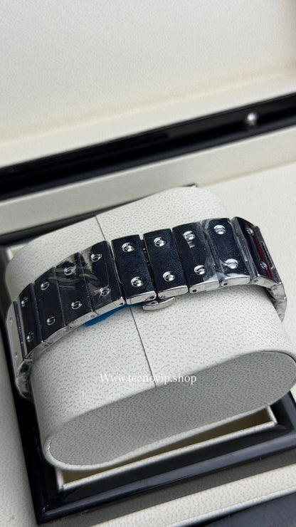 CARTIER SANTOS SILVER AND BLACK