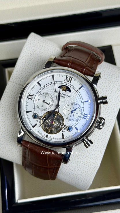 PATEK PHILLIPE COMPLICATION MOONDAY MARRÓN AND SILVER AAA+ (OPCIÓN A FULL SET)