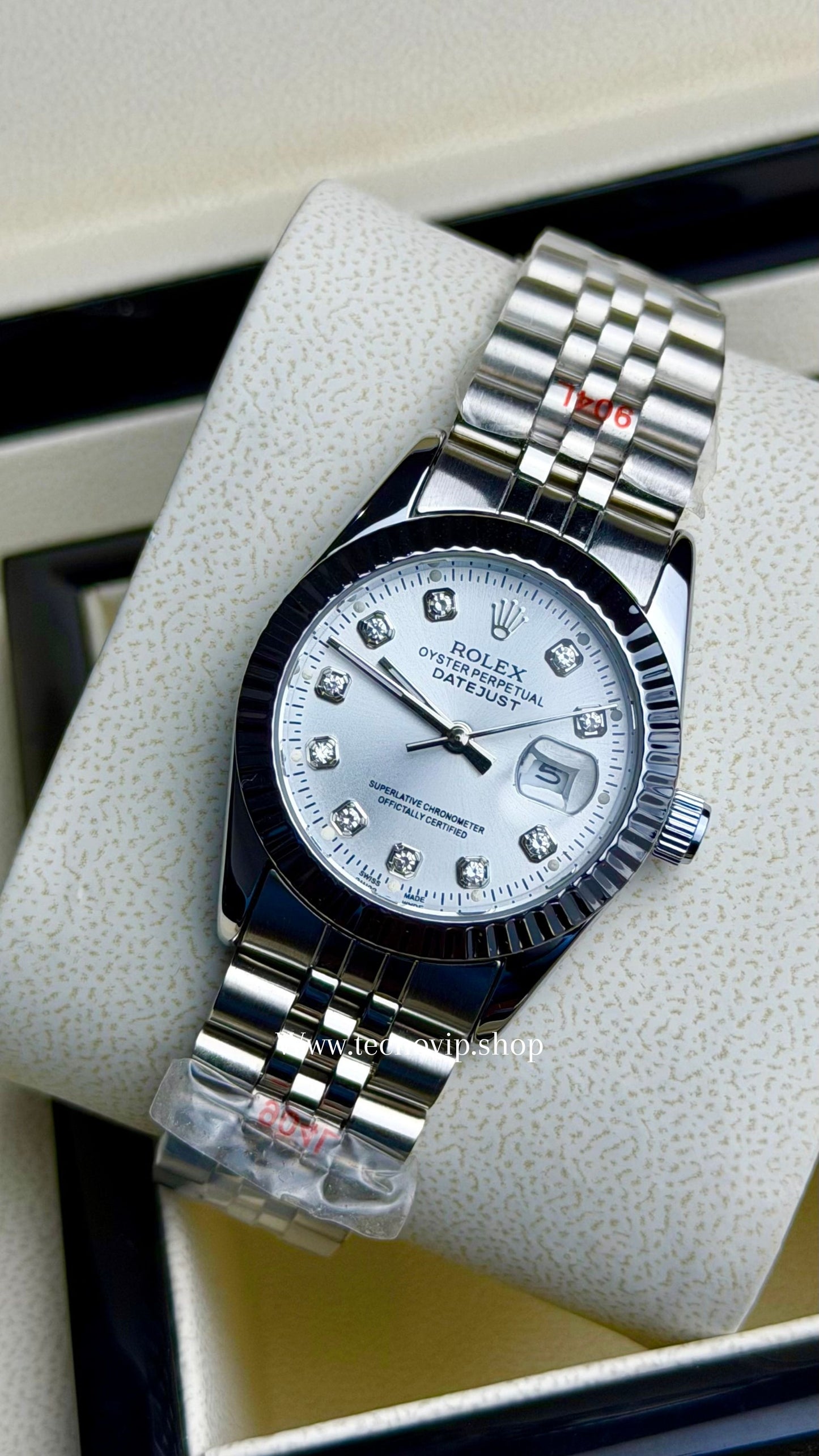 ROLEX PRESIDENCIAL SILVER AND WHITE STONE WHITE   (MUJER)