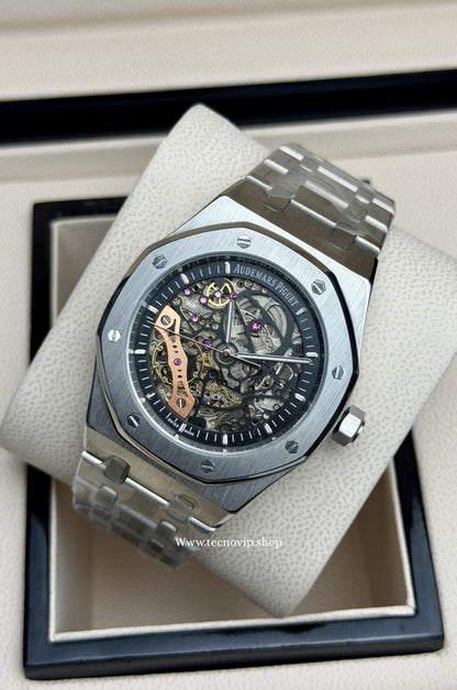 AUDHERMARS PIGUET SKELETON SILVER AND BLACK AAA+ (OPCIÓN A FULL SET)