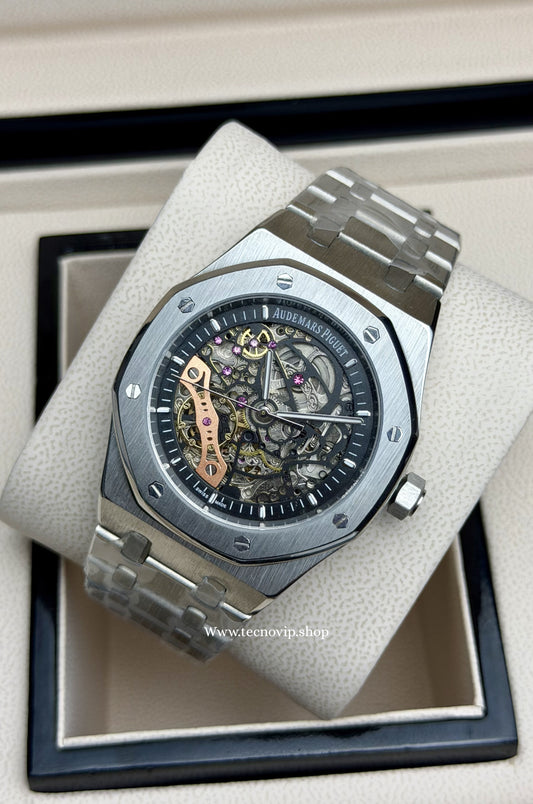 AUDHERMARS PIGUET SKELETON SILVER AND BLACK AAA+ (OPCIÓN A FULL SET)