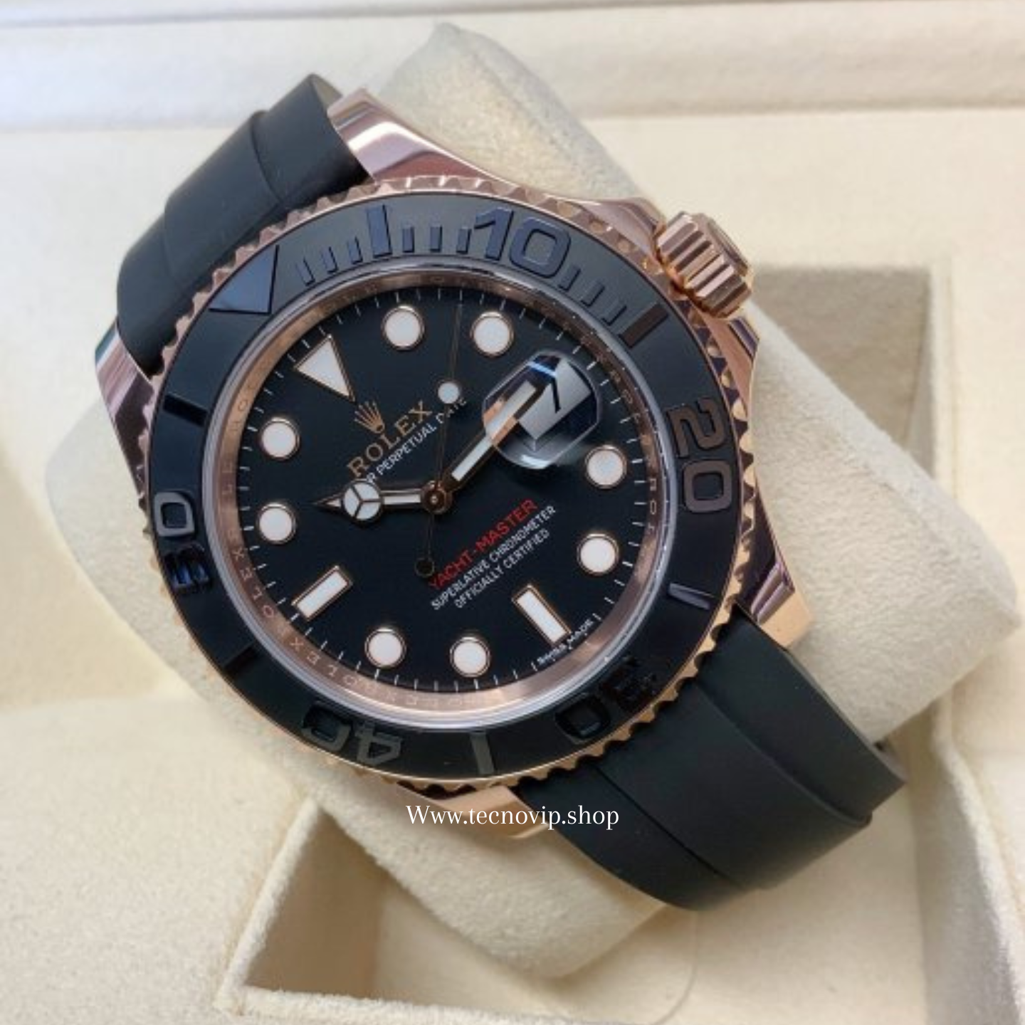 ROLEX YACHMASTER OYSTERFLEX BLACK GOLD ROSE FULL SET AAA