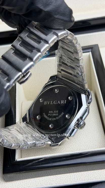 BVLGARI CRONOGRAF SILVER AND BLACK WHITE
