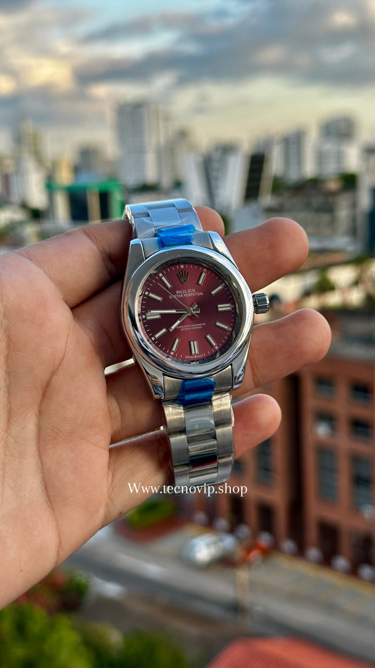 ROLEX OYSTER SILVER AND RED