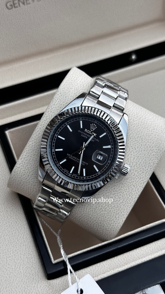 ROLEX DATEJUST SILVER AND BLACK