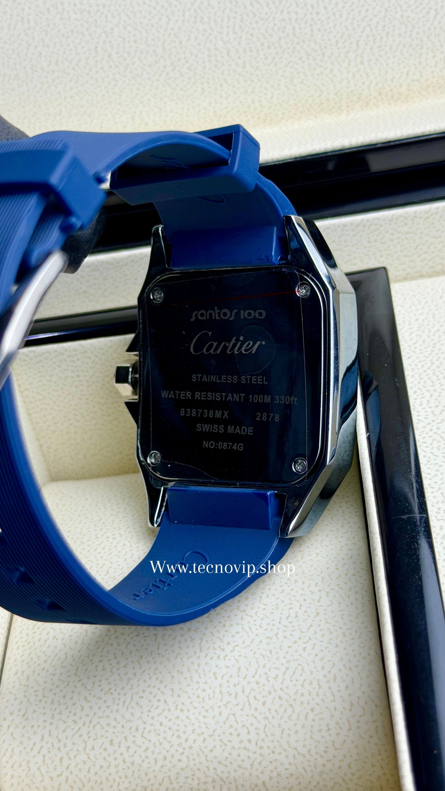 CARTIER SANTOS 100 BLUE SILVER BLUE