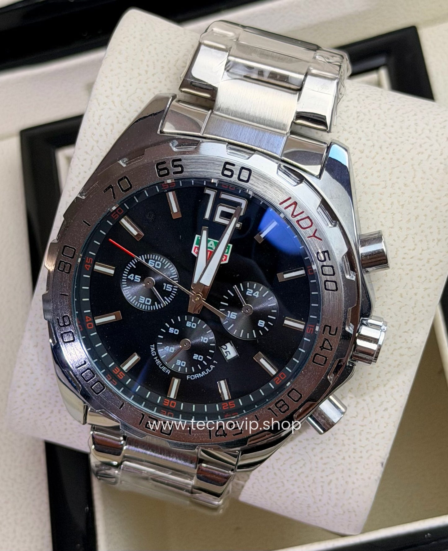 TAG Heuer Formula 1 Chronograph Indy 500 Silver and Black