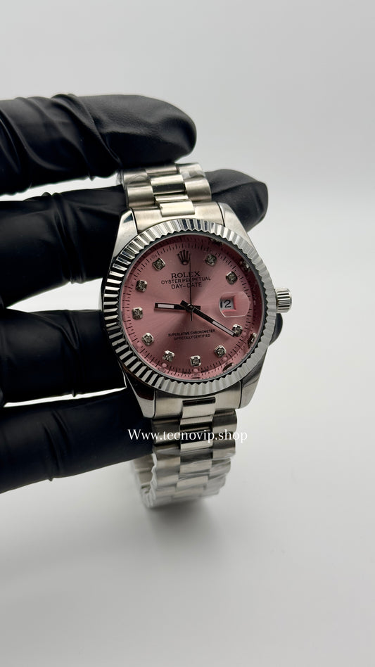 ROLEX DATEJUST SILVER AND PINK